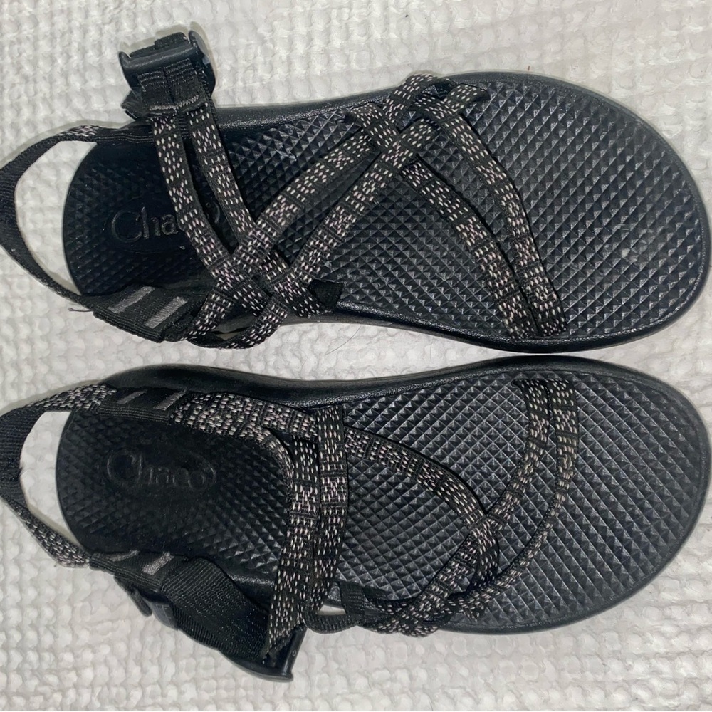 Chaco Black and Gray Strappy Sandals